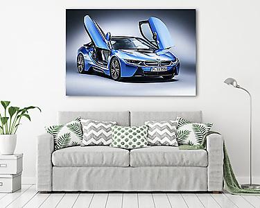BMW i8 Blue Photo RF (vászonkép) - vászonkép, falikép otthonra és irodába