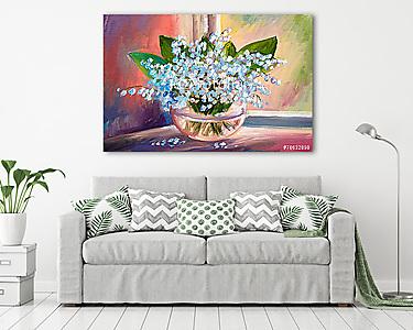 Gyöngyvirág vázában (olajfestmény reprodukció) (vászonkép) - vászonkép, falikép otthonra és irodába