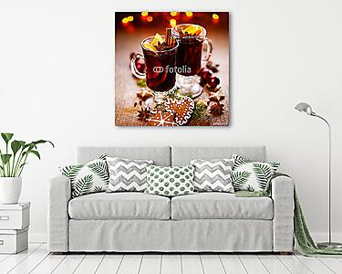 Karácsonyi forralt vörösbor, fűszerekkel és naranccsal (vászonkép) - vászonkép, falikép otthonra és irodába