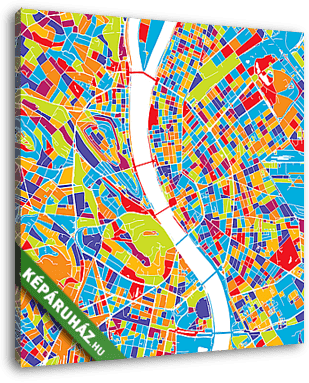 Budapest színes vektoros térkép - vászonkép 3D látványterv