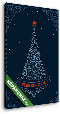 Elegáns sötét karácsonyi grafika 2. (karácsonyfa) - vászonkép 3D látványterv