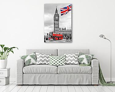 The Big Ben, Double Decker, Union Jack  (vászonkép) - vászonkép, falikép otthonra és irodába