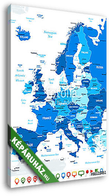 Európa térkép - nagyon részletes vektoros illusztráció. A kép ta - vászonkép 3D látványterv