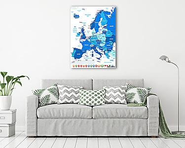 Európa térkép - nagyon részletes vektoros illusztráció. A kép ta (vászonkép) - vászonkép, falikép otthonra és irodába