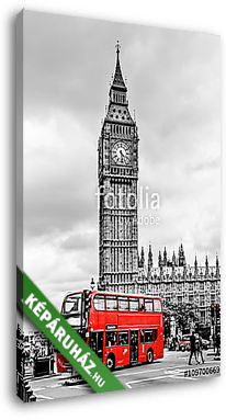 Big Ben és egy double-decker, London - vászonkép 3D látványterv