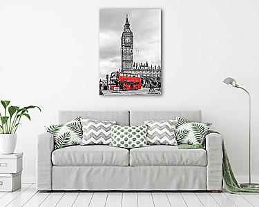 Big Ben és egy double-decker, London (vászonkép) - vászonkép, falikép otthonra és irodába