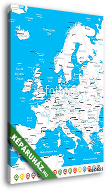 Európa térkép - nagyon részletes vektoros illusztráció. - vászonkép 3D látványterv