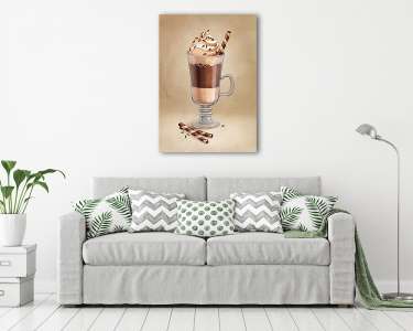 Kávé Latte. Akvarell illusztráció (vászonkép) - vászonkép, falikép otthonra és irodába