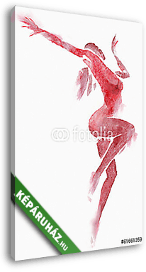Meztelen modern táncos RedWatercolor fehér színben - vászonkép 3D látványterv