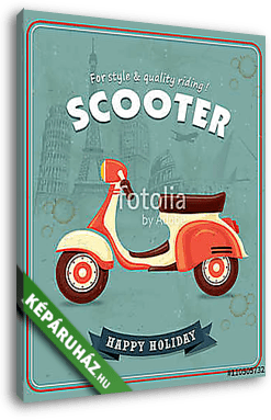 Vintage Travel scooter plakáttervezés - vászonkép 3D látványterv
