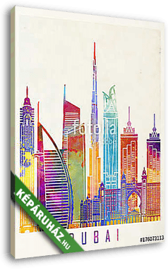 Dubai landmarks watercolor poster - vászonkép 3D látványterv