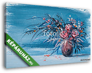 Virág csokor absztrakt stílusban(olajfestmény reprodukció) - vászonkép 3D látványterv