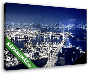 Hongkongi látkép a kikötővel - vászonkép 3D látványterv