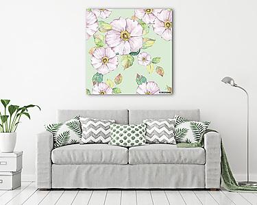 Delicate white flowers. Hand drawn watercolor floral seamless pa (vászonkép) - vászonkép, falikép otthonra és irodába