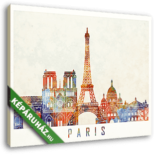 Paris landmarks watercolor poster - vászonkép 3D látványterv