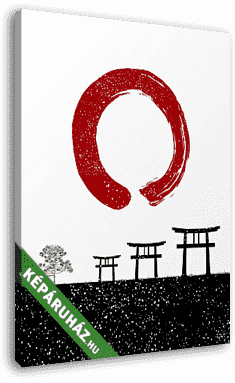 Zen kör és Japán tájkép illusztráció - vászonkép 3D látványterv