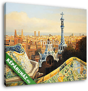 Barcelona Park Guell (grafika) - vászonkép 3D látványterv