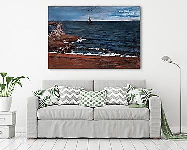 Holdfényes tengerpart (vászonkép) - vászonkép, falikép otthonra és irodába