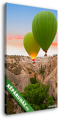 Zöld hőlégballonok, Cappadocia - vászonkép 3D látványterv