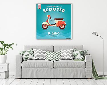 Vintage Scooter retro plakát - kék (vászonkép) - vászonkép, falikép otthonra és irodába