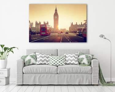 Westminster híd naplementében, London, Egyesült Királyság (vászonkép) - vászonkép, falikép otthonra és irodába