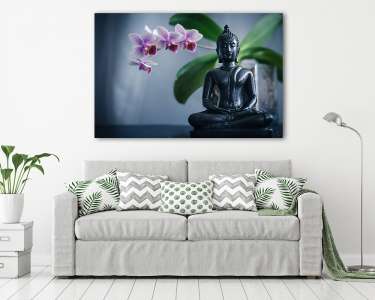 Buddha and Orchid (vászonkép) - vászonkép, falikép otthonra és irodába