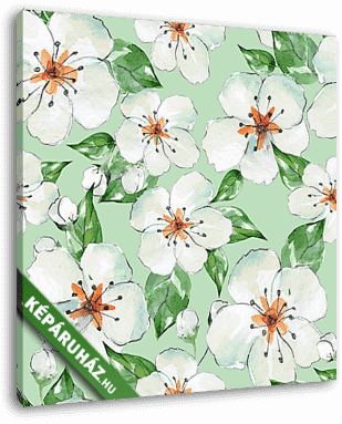Floral seamless pattern 4. Blooming apple tree. Watercolor backg - vászonkép 3D látványterv