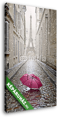 Romantikus sikátor egy esős napon. - vászonkép 3D látványterv