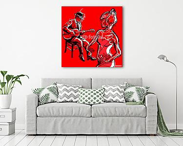 Cigány gitár jazz és női tánc (vászonkép) - vászonkép, falikép otthonra és irodába
