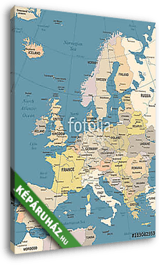 Európa térkép - vintage vektoros illusztráció - vászonkép 3D látványterv