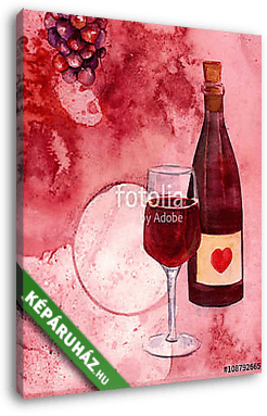 Boros készlet romantikus kompozícióban (akvarell) - vászonkép 3D látványterv