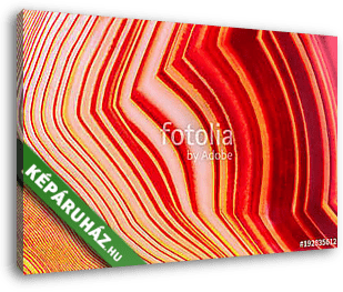 Amazing Banded Red Agate Crystal cross section as a background. Natural light translucent agate crystal surface,  Colorful abstr - vászonkép 3D látványterv