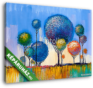 Dekoratív absztrakt színes erdő (olajfestmény reprodukció) - vászonkép 3D látványterv