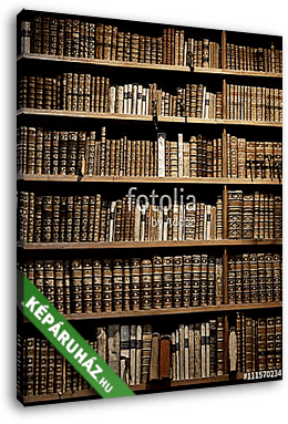 old books on wooden shelf. - vászonkép 3D látványterv
