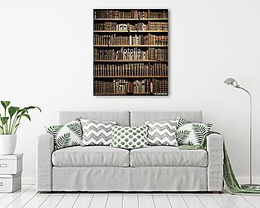 old books on wooden shelf. (vászonkép) - vászonkép, falikép otthonra és irodába