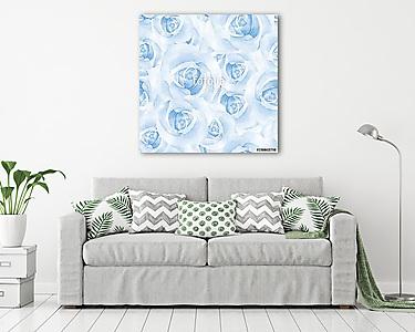 Delicate blue roses. Watercolor floral seamless pattern (vászonkép) - vászonkép, falikép otthonra és irodába