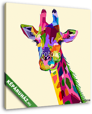 Színes zsiráf illusztráció - vászonkép 3D látványterv
