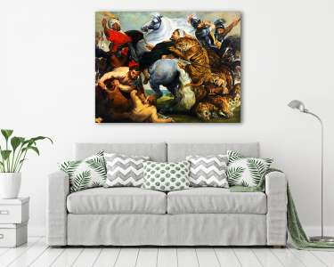 Tigris, oroszlán és leopárd vadászat (színverzió 1.) (vászonkép) - vászonkép, falikép otthonra és irodába