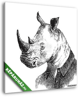 Kézzel rajzolt csíkos stílusban díszített rhino - vászonkép 3D látványterv