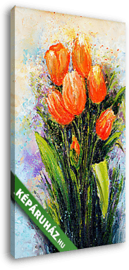 Narancssárga tulipánok festmény - vászonkép 3D látványterv