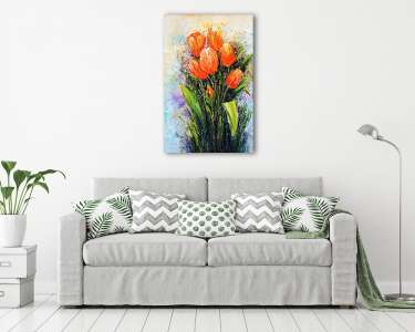 Narancssárga tulipánok festmény (vászonkép) - vászonkép, falikép otthonra és irodába