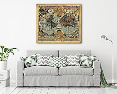 Antik világtérkép, 18. század (vászonkép) - vászonkép, falikép otthonra és irodába