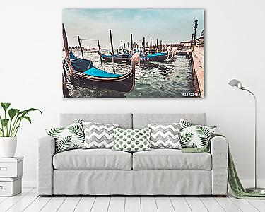 Gondola-kikötő Velencében - vintage stílus (vászonkép) - vászonkép, falikép otthonra és irodába