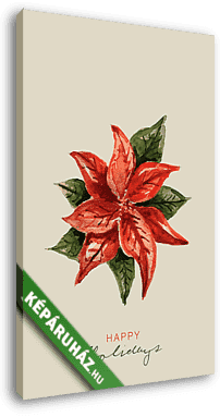 Klasszikus akvarell hatású karácsonyi grafika 3. (mikulásvirág) - vászonkép 3D látványterv