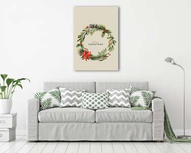 Klasszikus akvarell hatású karácsonyi grafika 4. (ajtódísz) (vászonkép) - vászonkép, falikép otthonra és irodába