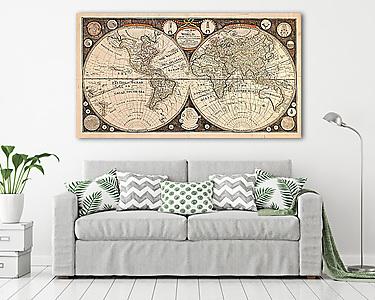 Régi világtérkép (vászonkép) - vászonkép, falikép otthonra és irodába