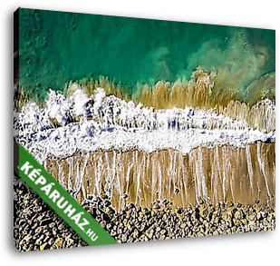 A hullám és a tengerpart találkozása (légifotó) - vászonkép 3D látványterv