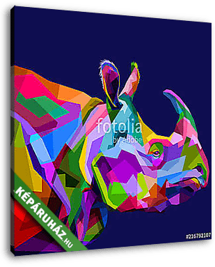 Színes rinocérosz illusztráció - vászonkép 3D látványterv