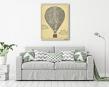 Hőlégballon rajz (vászonkép) - vászonkép, falikép otthonra és irodába