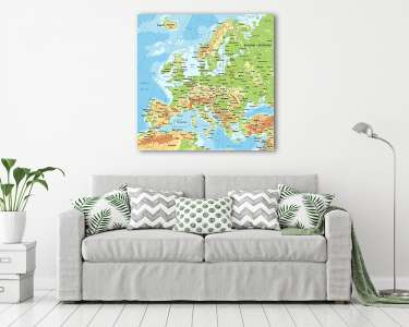 Európa - fizikai térkép (vászonkép) - vászonkép, falikép otthonra és irodába